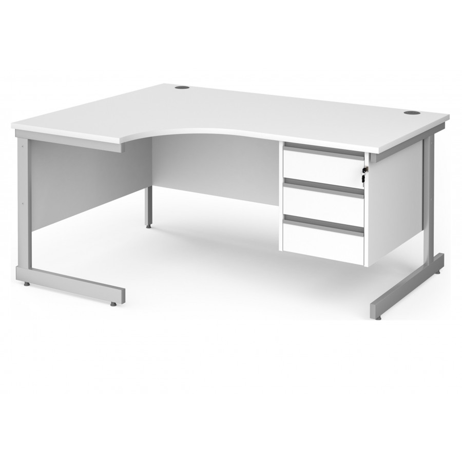 Harlow Cantilever Ergonomic Desk with Three Drawer Pedestal